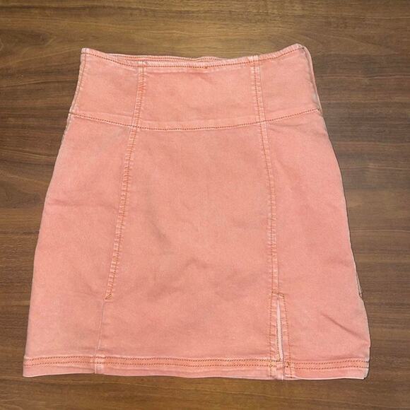 Free People Faded Cotton Pencil Mini Skirt – Burnt Orange, Size 2 - Picture 1 of 8